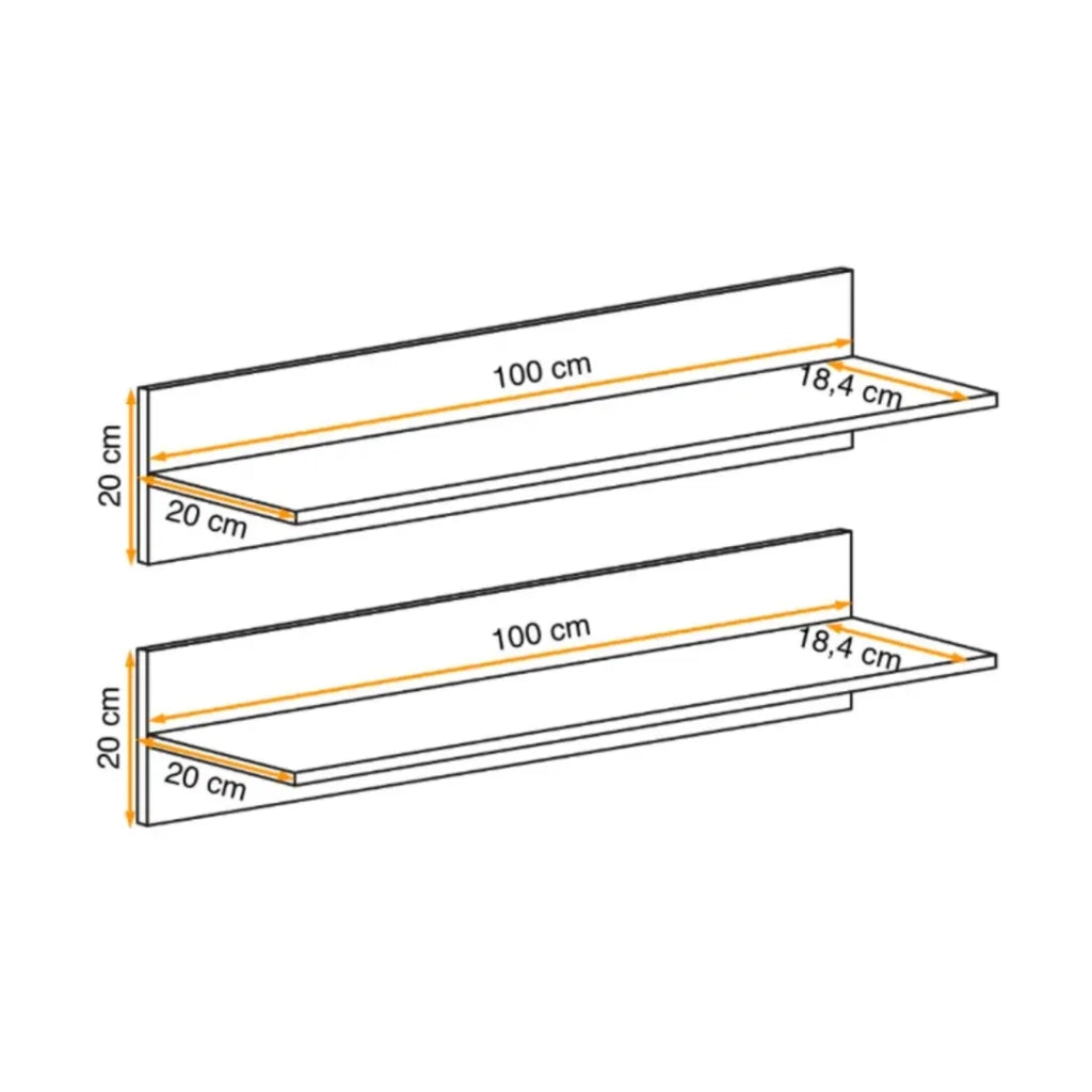 Scaffale FLY cachemire – set di 2 mensole da muro design scandinavo