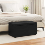 Pouf Nero Pelle Sintetica e Legno Ingegnerizzato 876786
