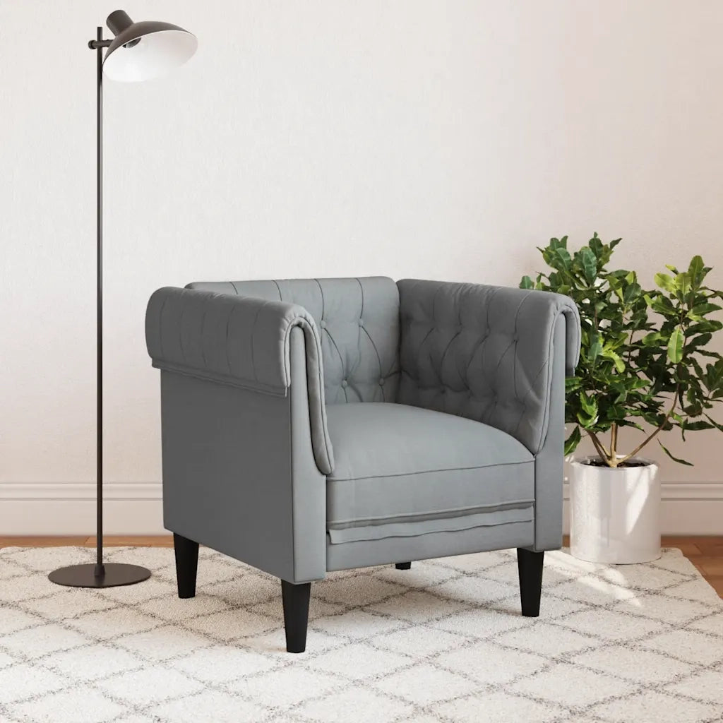 Poltrona | Sedia Relax Chesterfield Grigio Chiaro in Tessuto