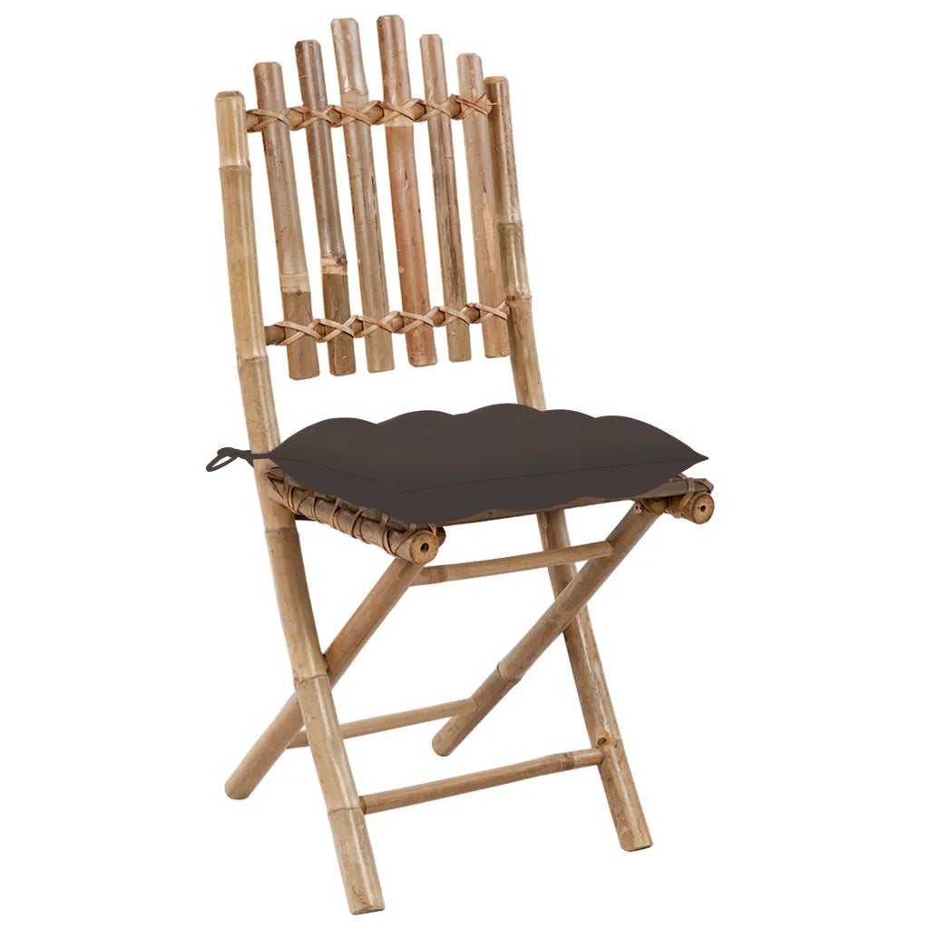 Set da Pranzo da Giardino 5 pz Pieghevole con Cuscini in Bambù 3063983