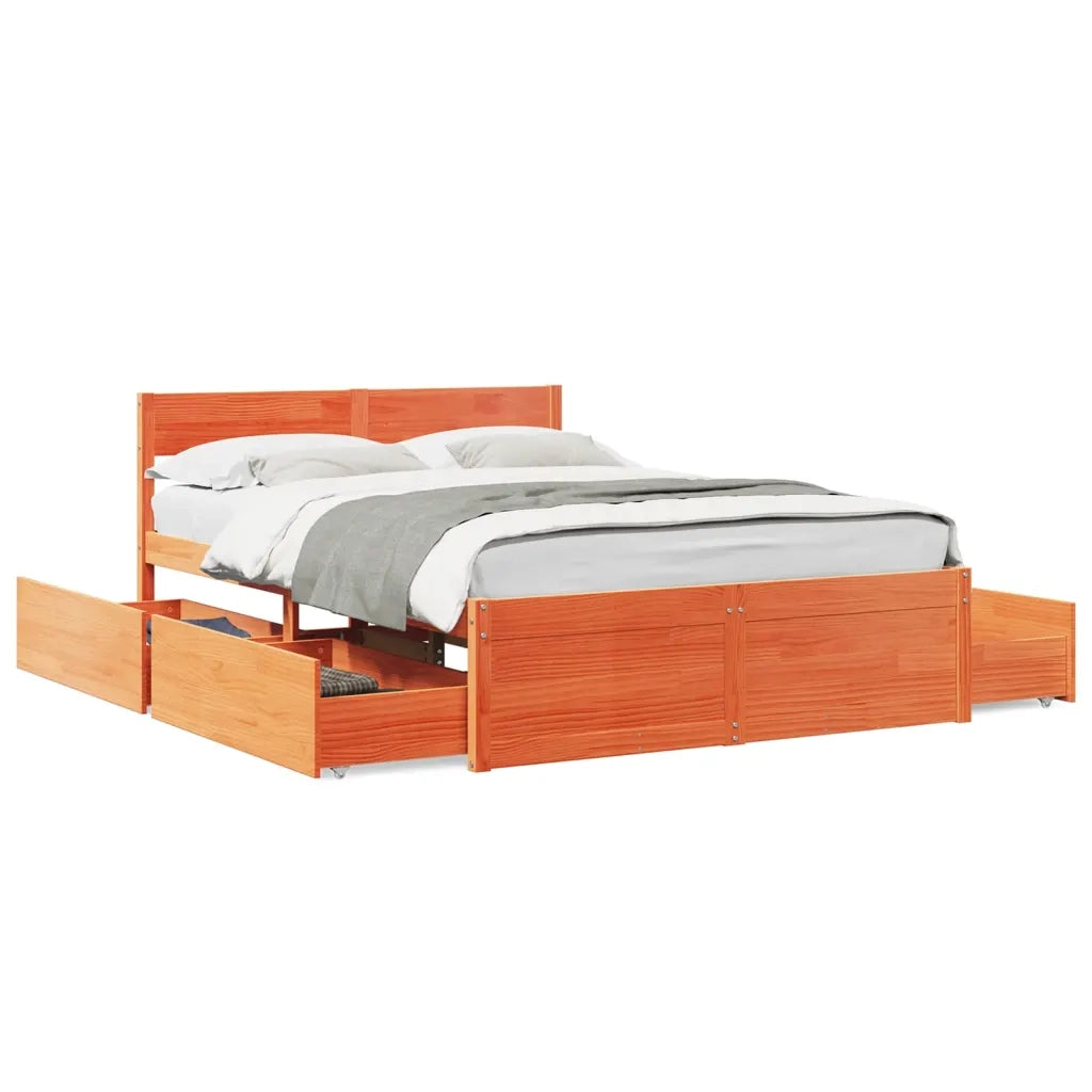 Letto senza Materasso-Struttura Letto Marrone Cera 120x200 cm in Legno di Pino 327502