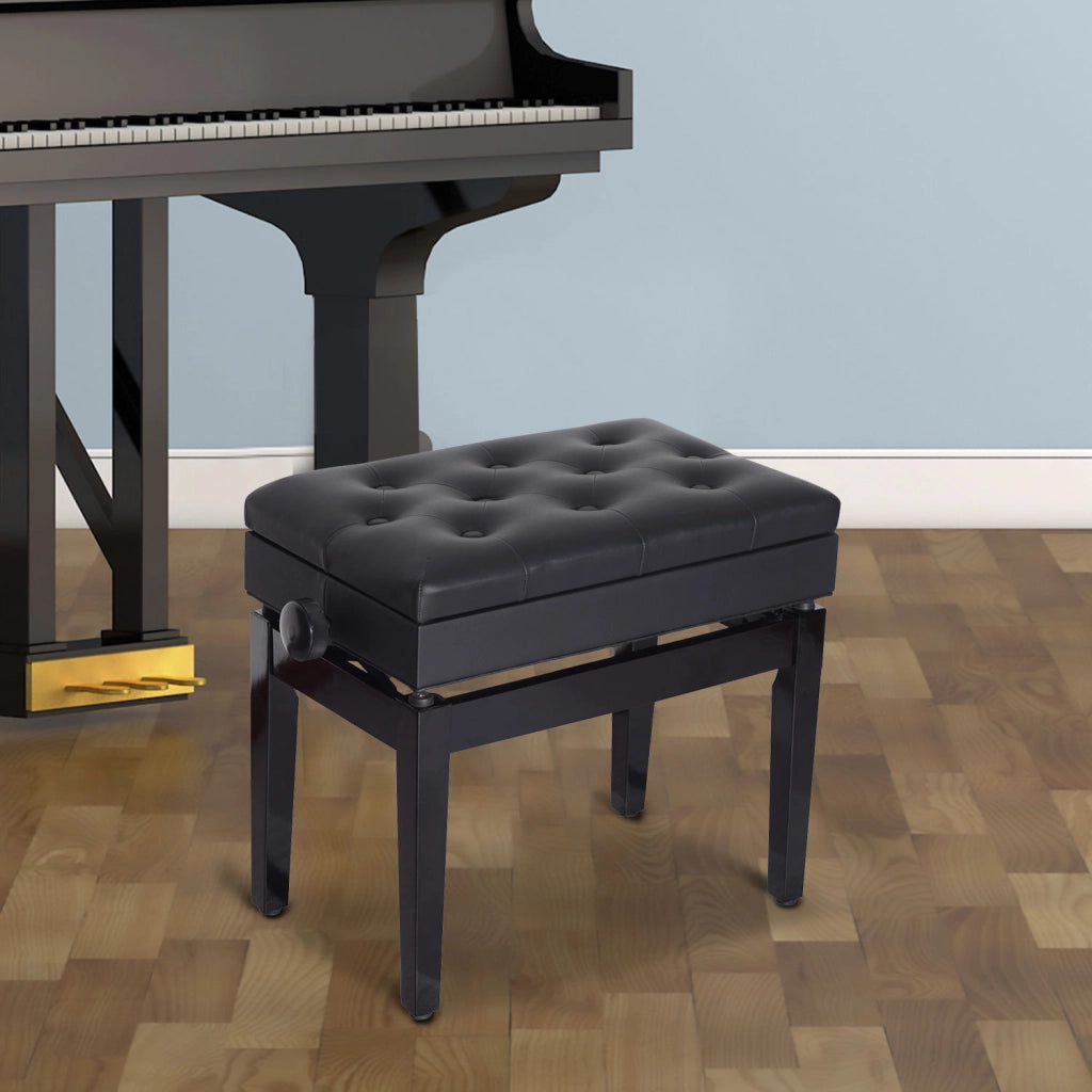 Sedia da Pianoforte Regolabile con Stoccaggio ¨C Minimal ¨C 54.5x33x48-58 cm, Nero