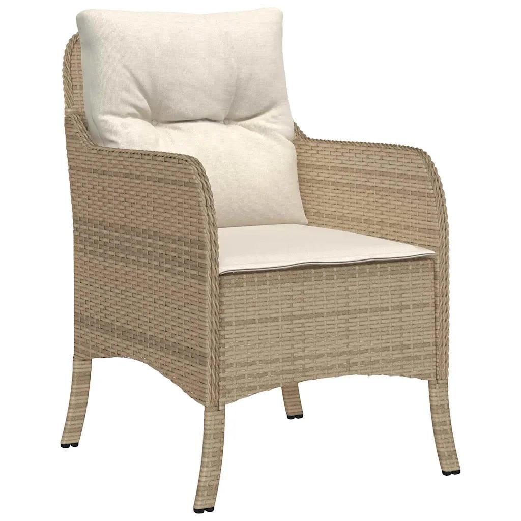 Set da Pranzo per Giardino con cuscino 5 pcs Beige polyrattan