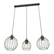 Sospensione Minimal Industrial Hathor 3 Luci Lineari Nera