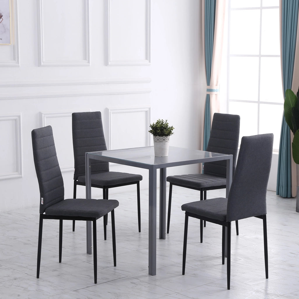 Set 4 Sedie Imbottite da Pranzo ¨C Xylo ¨C Tessuto Grigio Metallo Moderne per Sala Cucina Soggiorno