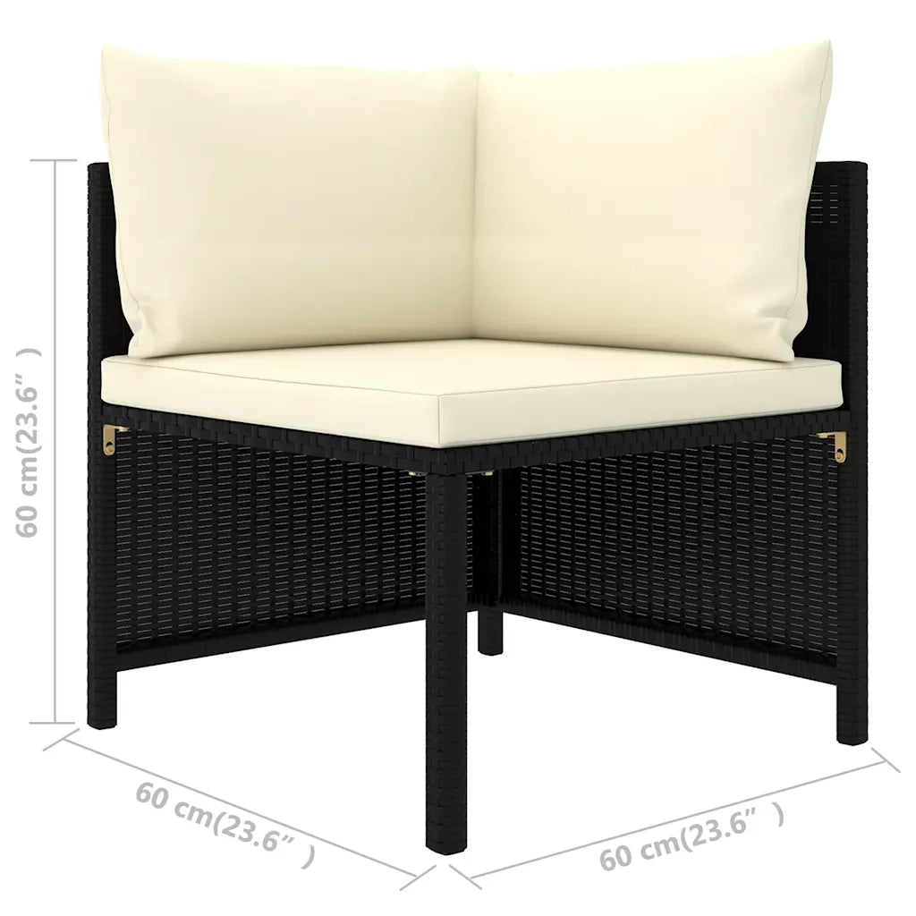 Set Divani da Giardino 7 pz | Set Salotto da Giardino con Cuscini in Polyrattan Nero
