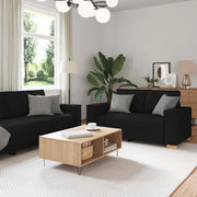Set di Divani 2 pz con Cuscini Nero in Tessuto 3324693
