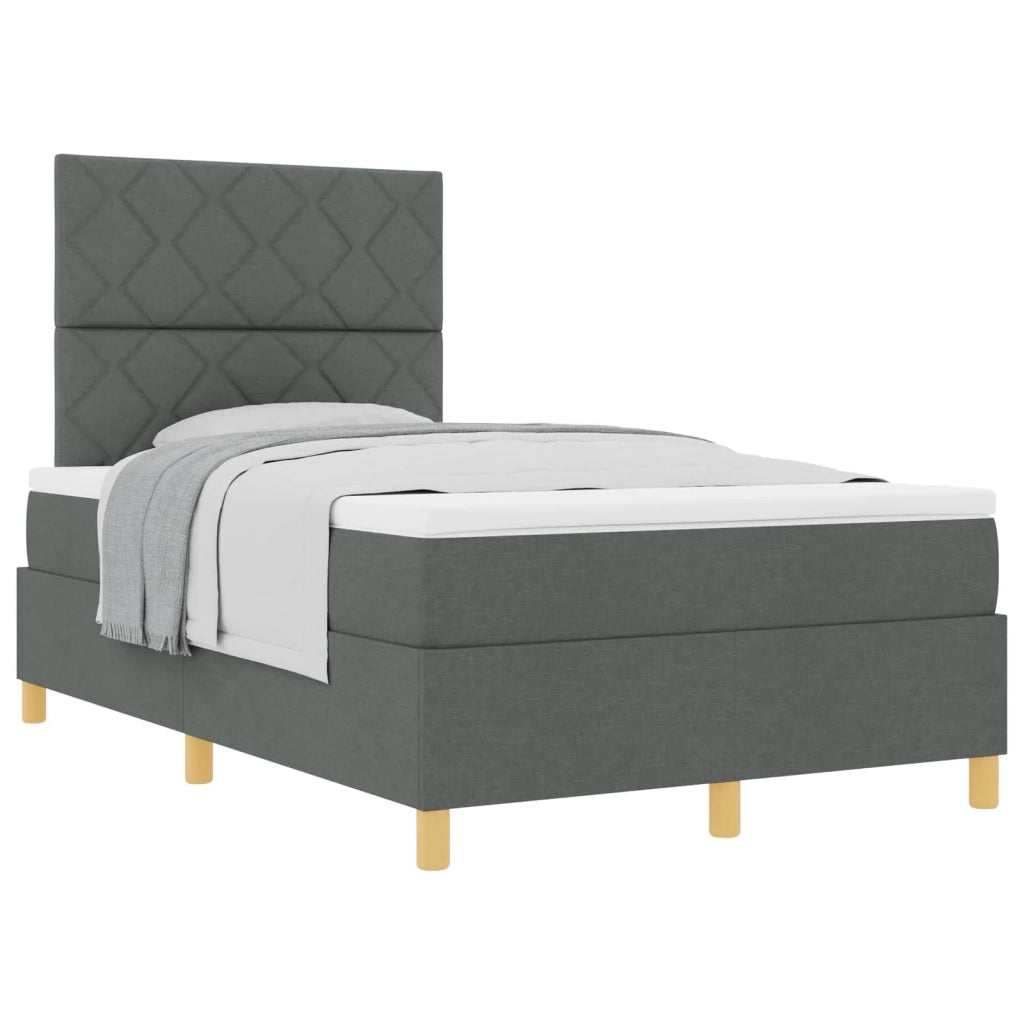 Letto a molle con materasso Grigio scuro 120 x 190 cm Tessuto 3339680