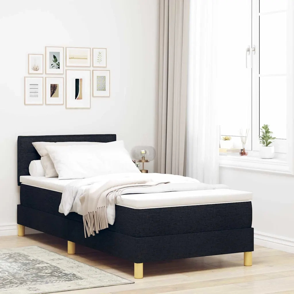 Letto a Sorgente LED con strisce LED Nero 100 x 200 cm Tessuto 3342340