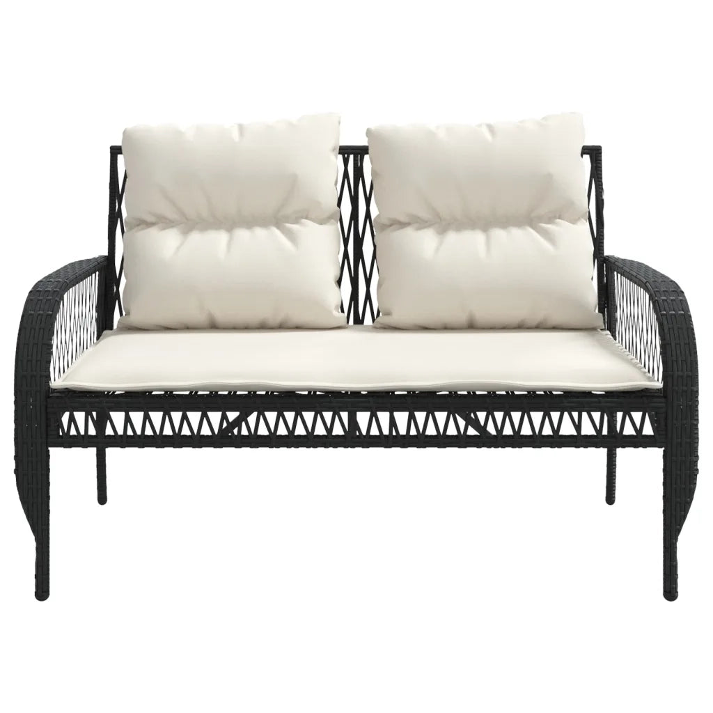 Set Divani da Giardino 4 pz | Set Salotto da Giardino con Cuscini Nero in Polyrattan