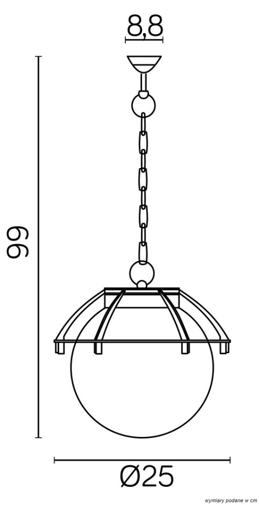 Lampada sospesa esterno sfera Ø25 nera E27 IP43 SU-MA