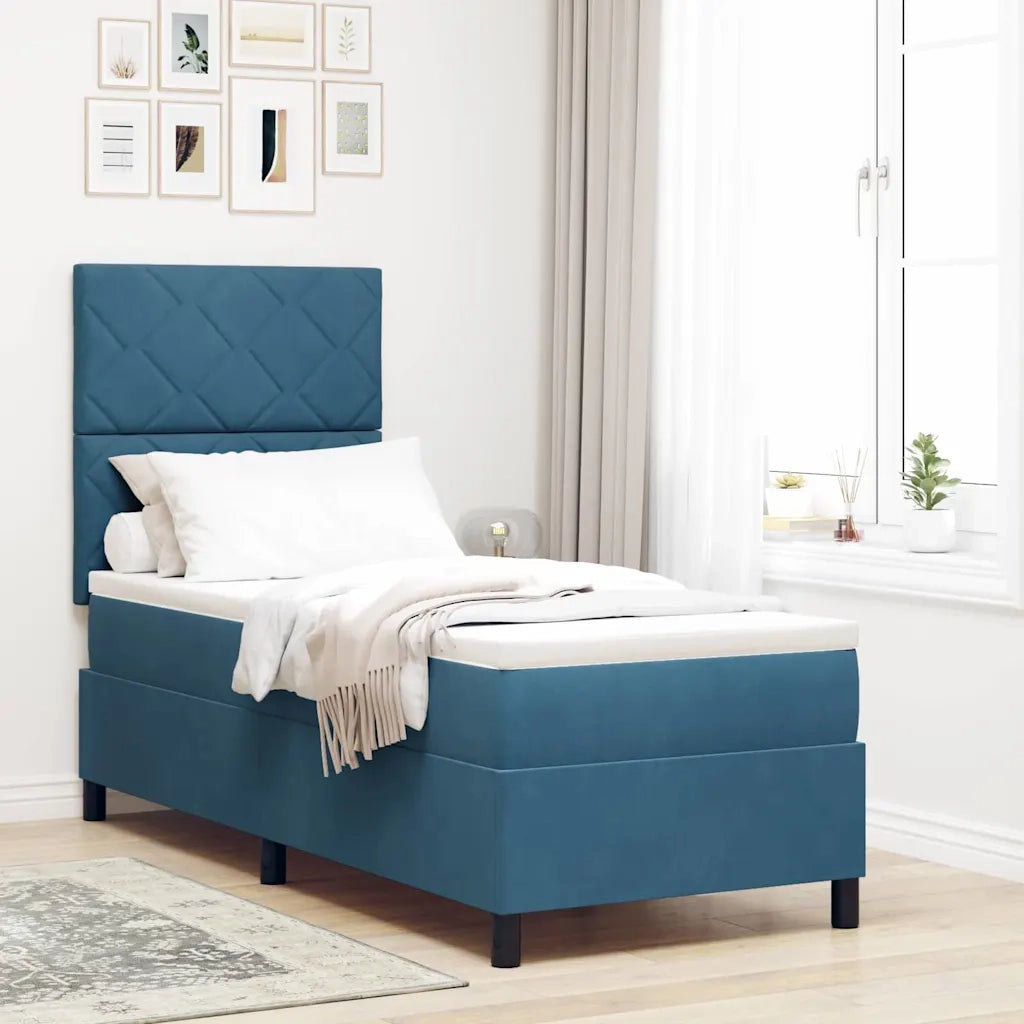 Letto a molle con testiera Blu Scuro 80 x 200 cm Velluto 3339864