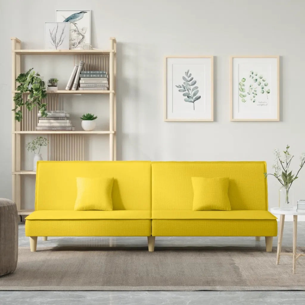 Divano Letto Giallo Chiaro in Tessuto 351904