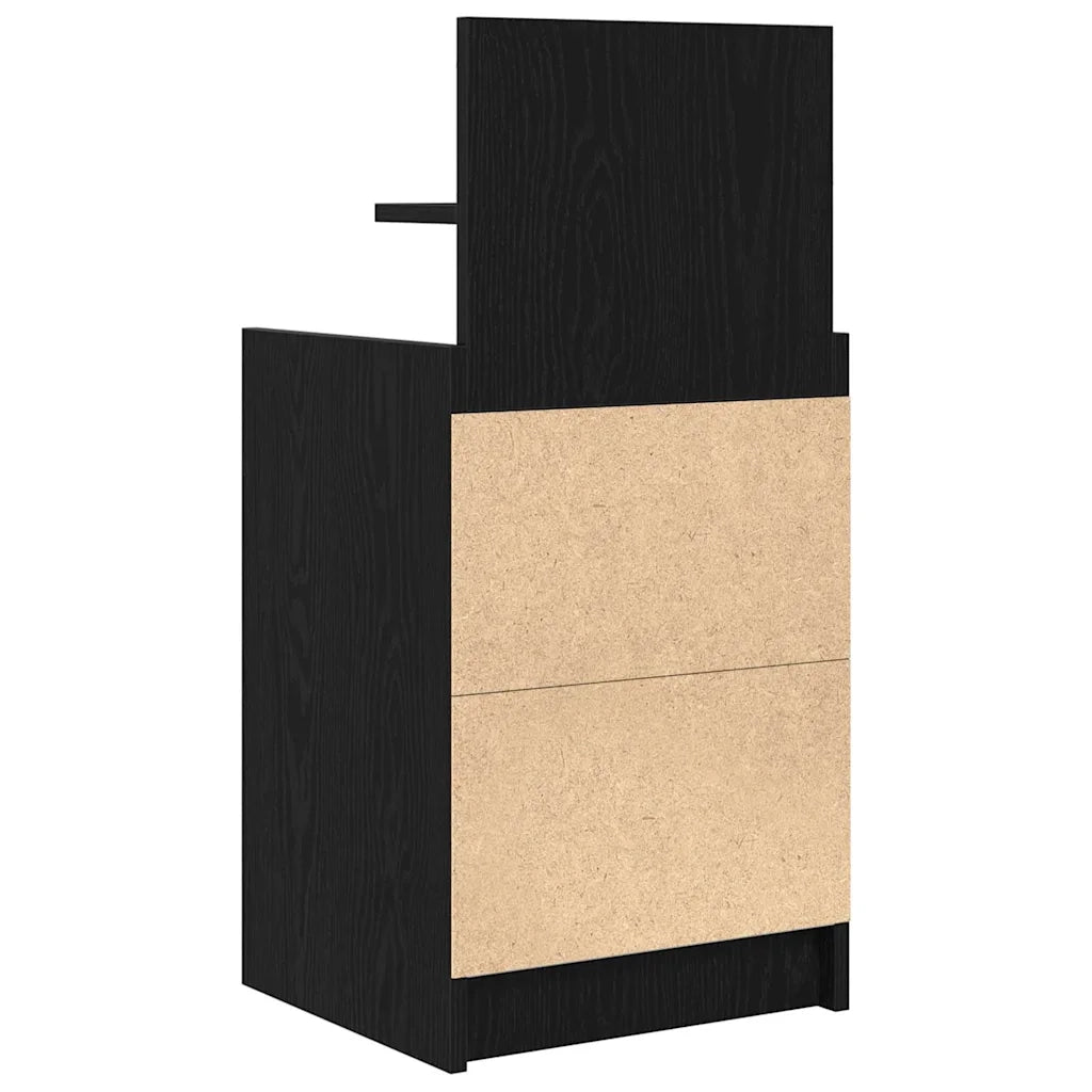 Comodino | Armadio da Notte | Mobiletto da notte con 2 Cassetti Nero 38x34x80 cm