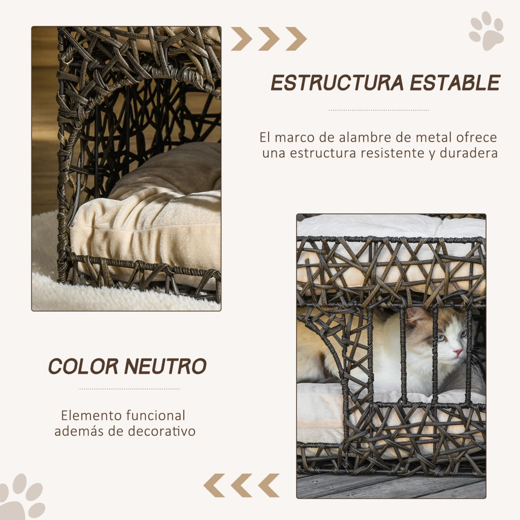 Letto per gatti con cuscini ¨C zephmum ¨C marrone 56x41x45 cm