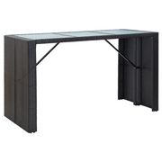 Set da Bar da Giardino 7 pz con Cuscini in Polyrattan Nero 49560