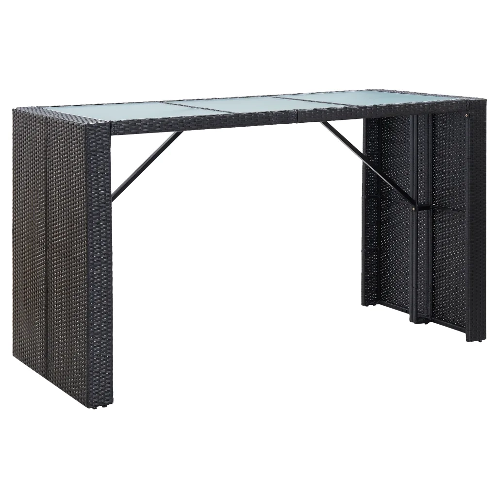 Set da Bar da Giardino 7 pz con Cuscini in Polyrattan Nero 49560