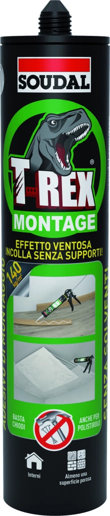 Soudal ADESIVO DI MONTAGGIO ''T-REX'' EFFETTO VENTOSA gr. 380 - Bianco 12.00 pz