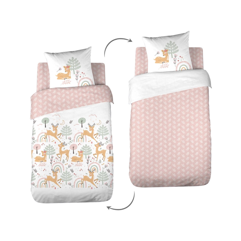 Set biancheria da letto in microfibra reversibile stampata foresta