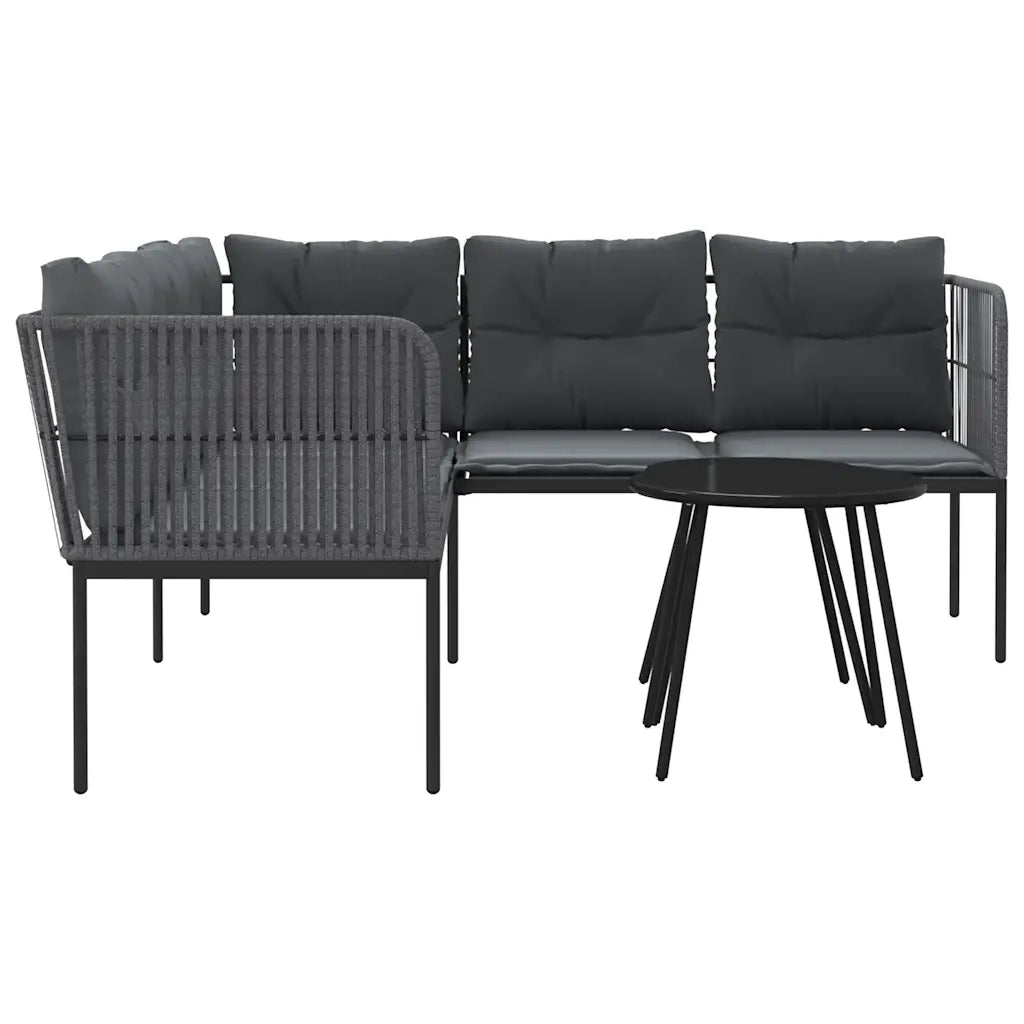 Set Divano da Giardino con Cuscini Nero Acciaio e Textilene 3283742
