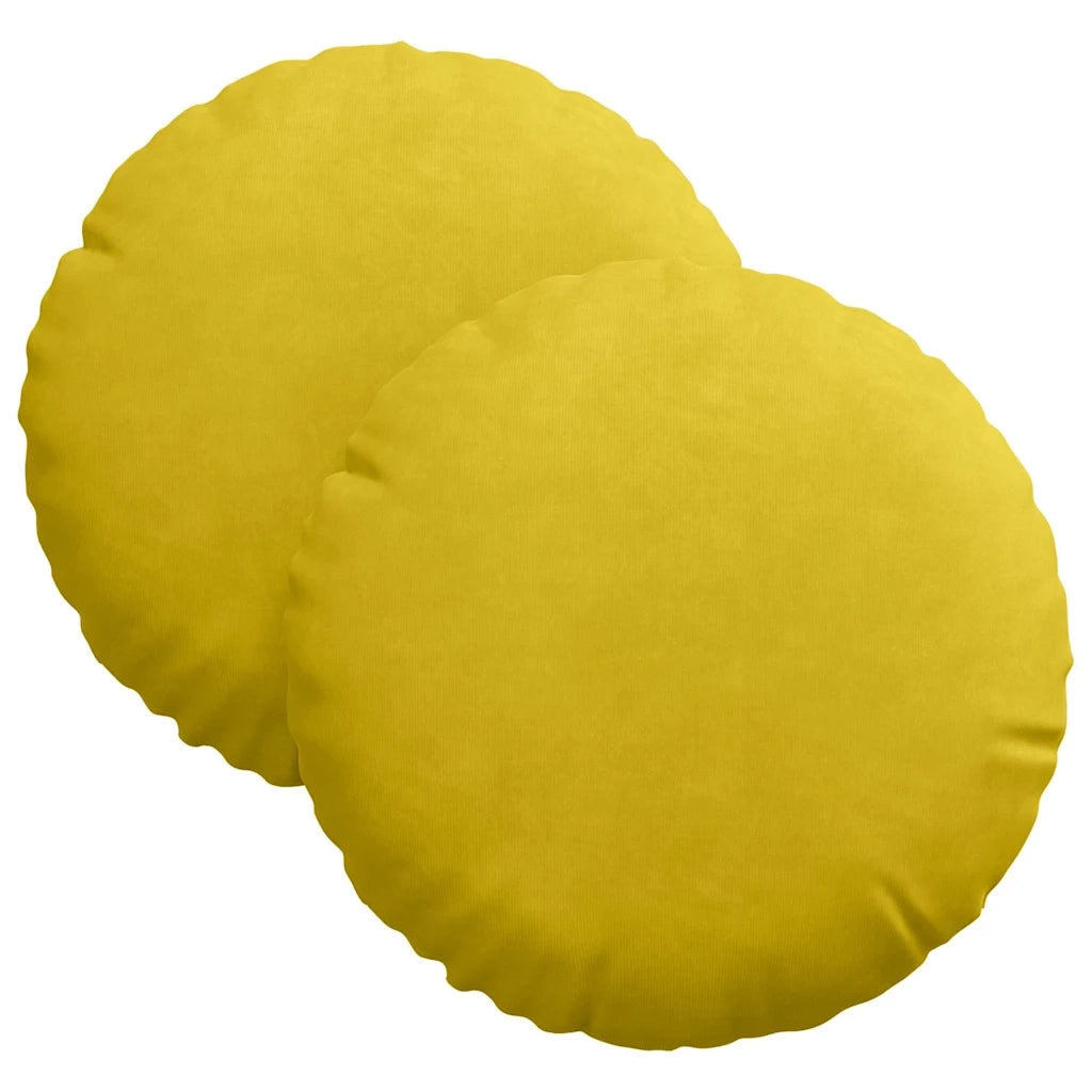 Cuscini per Seduta 2 pcs Giallo Ø30 x 13 cm Velluto 42014107