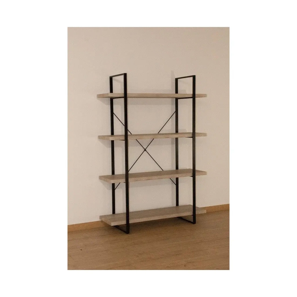 Scaffale industriale SHELVES – 4 ripiani – Legno e metallo – Design loft alla moda