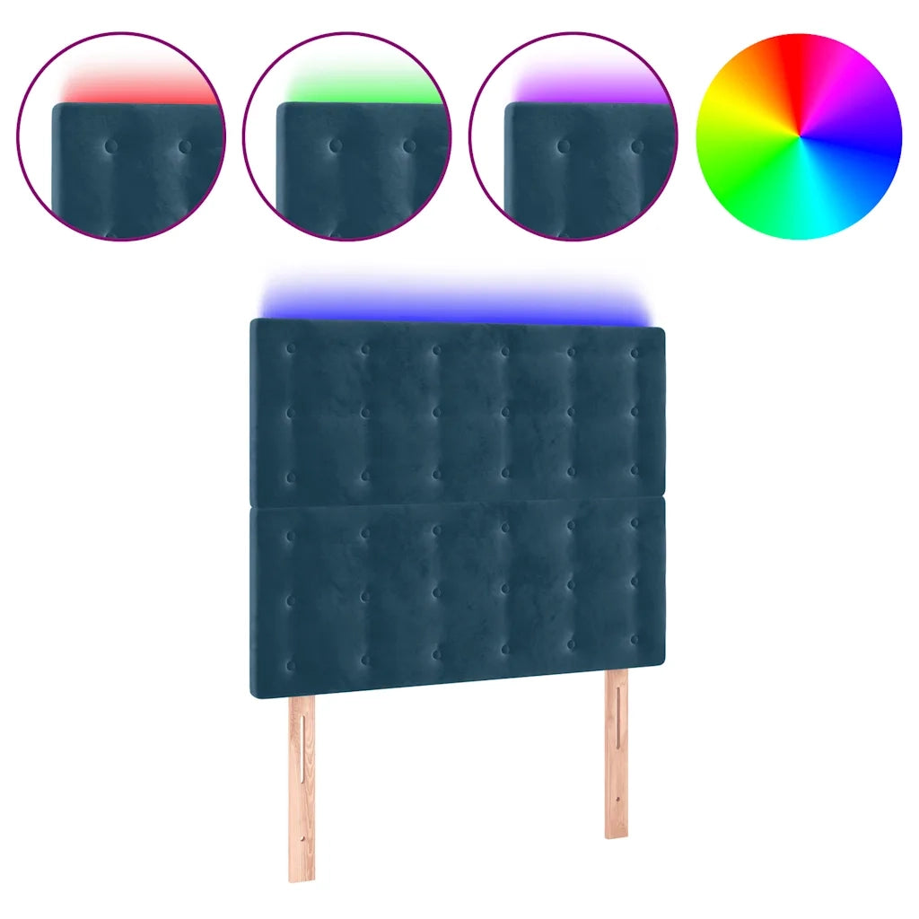 Testiera a LED-Testata con LED Blu Scuro 100x5x118/128 cm in Velluto 884510