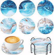 Supporti assorbenti ceramici antiscivolo - 6 pezzi - Tema marmo - Base gomma