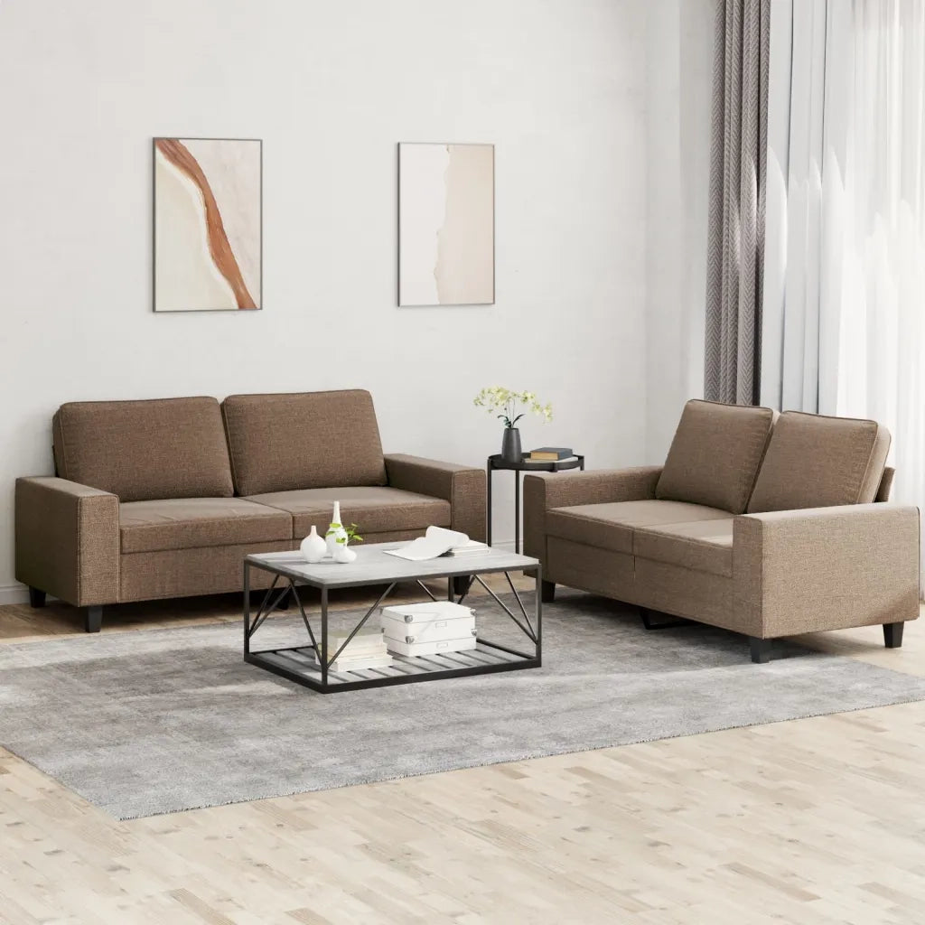 Set di Divani 2 pz Marrone in Tessuto 3201885