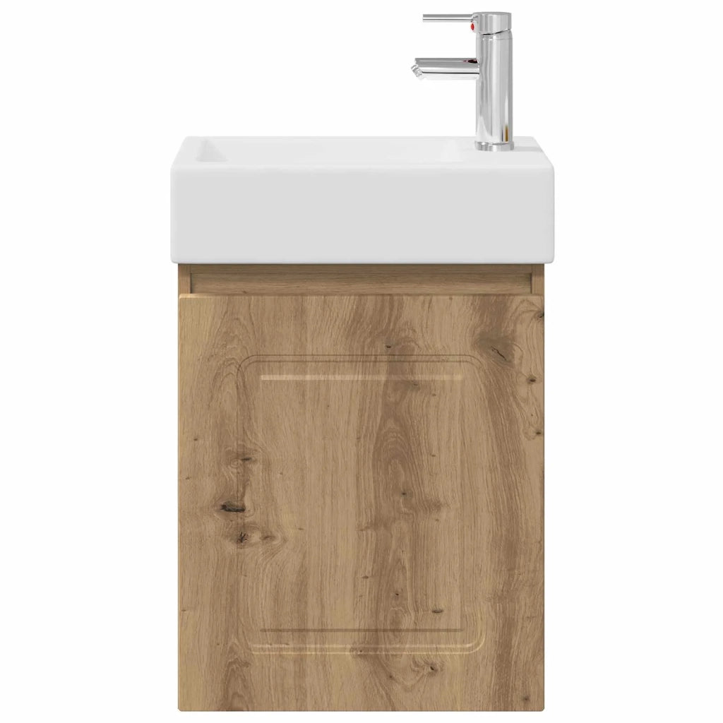 Mobile Bagno | Armadio da bagno con rubinetto Rovere Artigianale