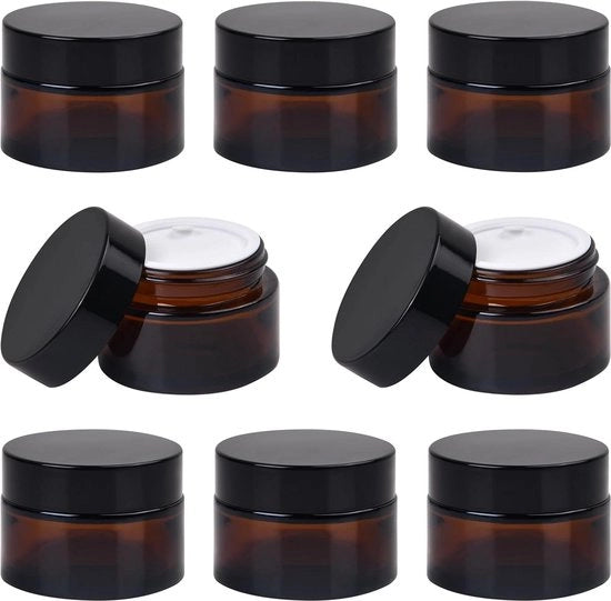 Set di coperchi in vetro trasparente, airtight, per crema idratante, 8 pezzi