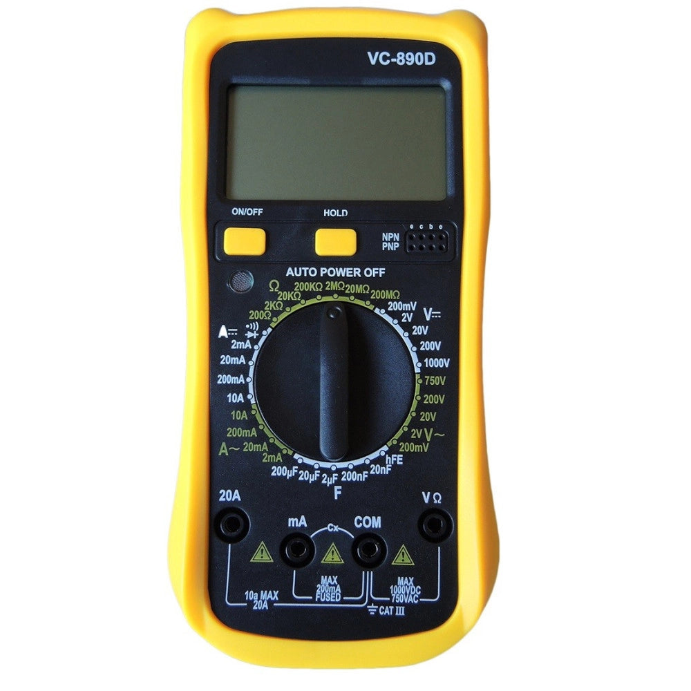 Trade Shop - Multimetro Digitale Tester Professionale Volt Ampere Ohm Farad Puntali Vc890d -