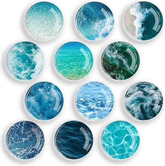 Magneti decorativi per bambini - glifi in vetro - oceano - 12 pezzi.