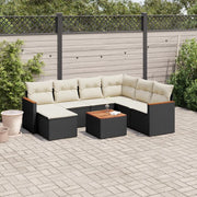 Set Divani da Giardino con Cuscini 8 pz Nero in Polyrattan 3226210
