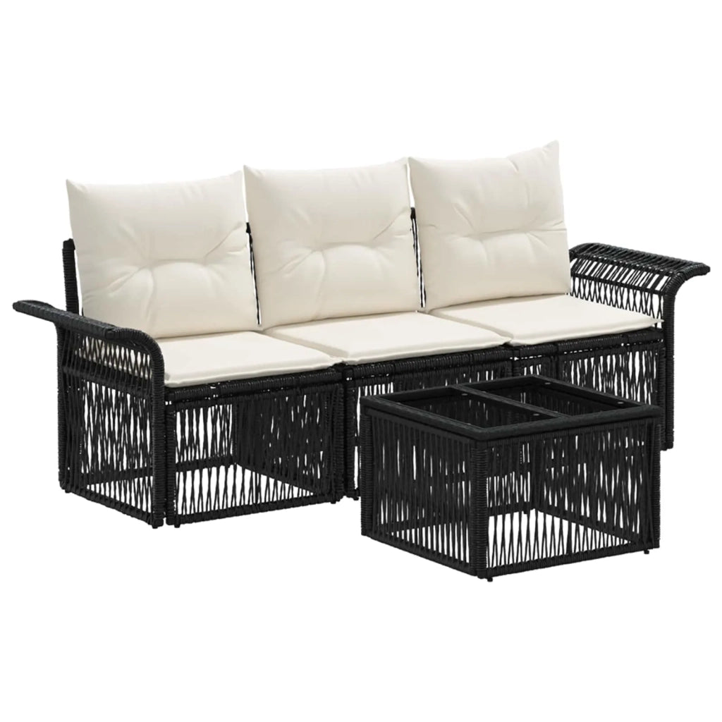 Set Divano da Giardino 4 pcs Nero polyrattan 3434749