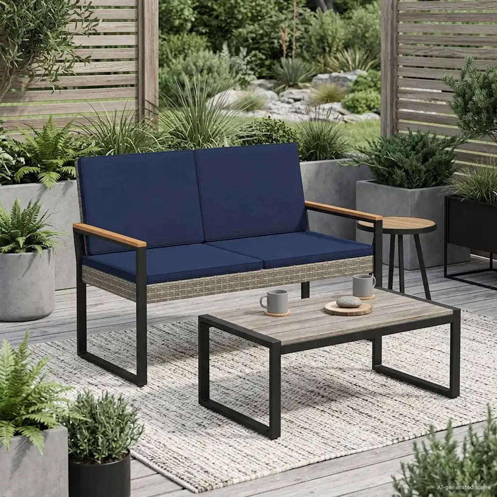 Panchina da esterno Grigio e Blu Navy 107 x 61 x 80 cm 42025340