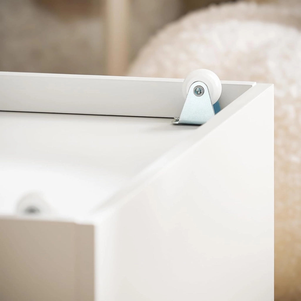 Panca per Bambini con Ruote Libreria con Scatola Portaoggetti Panca per Scarpe con Cuscino Sedile Bianco 100x45x70cm KMB66-W
