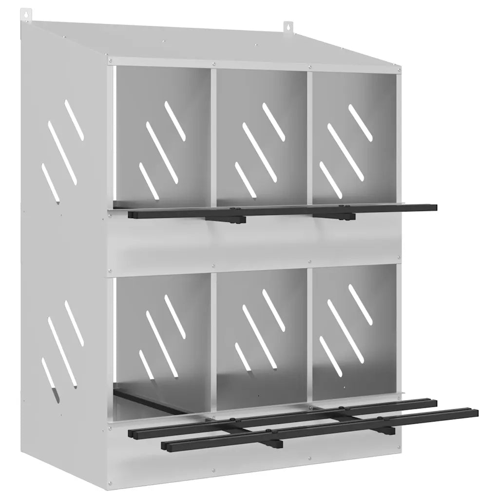 Nido per Polli con 6 Scomparti in Metallo Galvanizzato Argento 864352