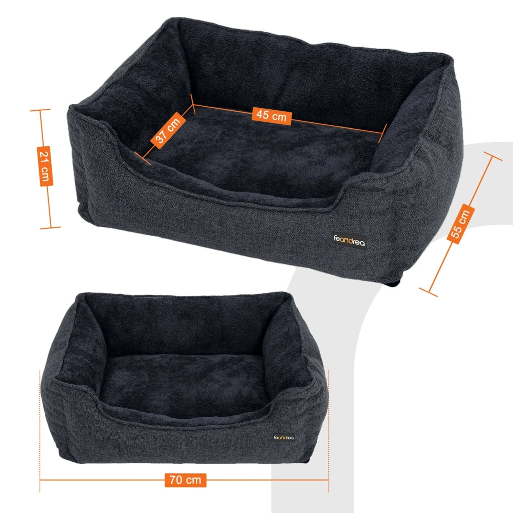 Cesta per cani con rivestimento sfoderabile 70 x 55 x 21 cm grigio scuro 12_0001123