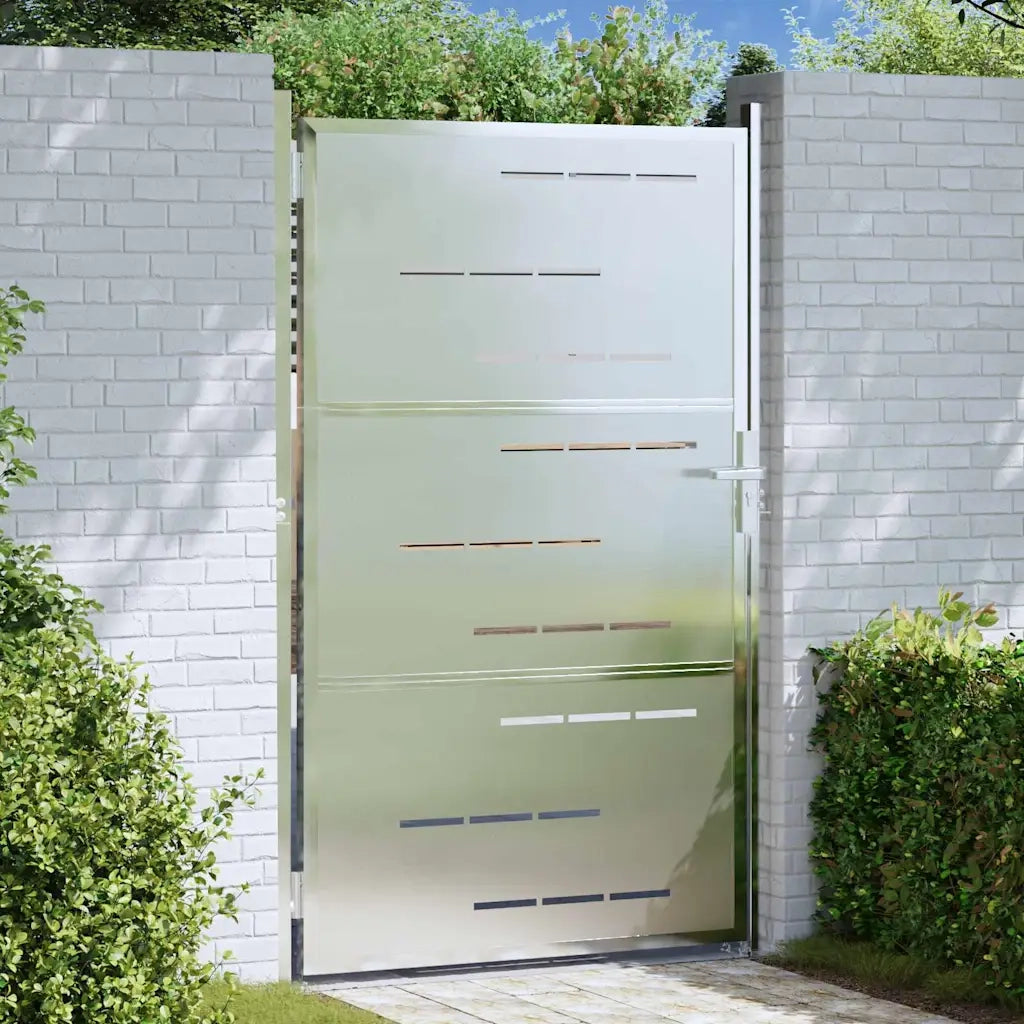 Cancello da giardino Argento 85 x 144 cm Acciaio inossidabile 3402582
