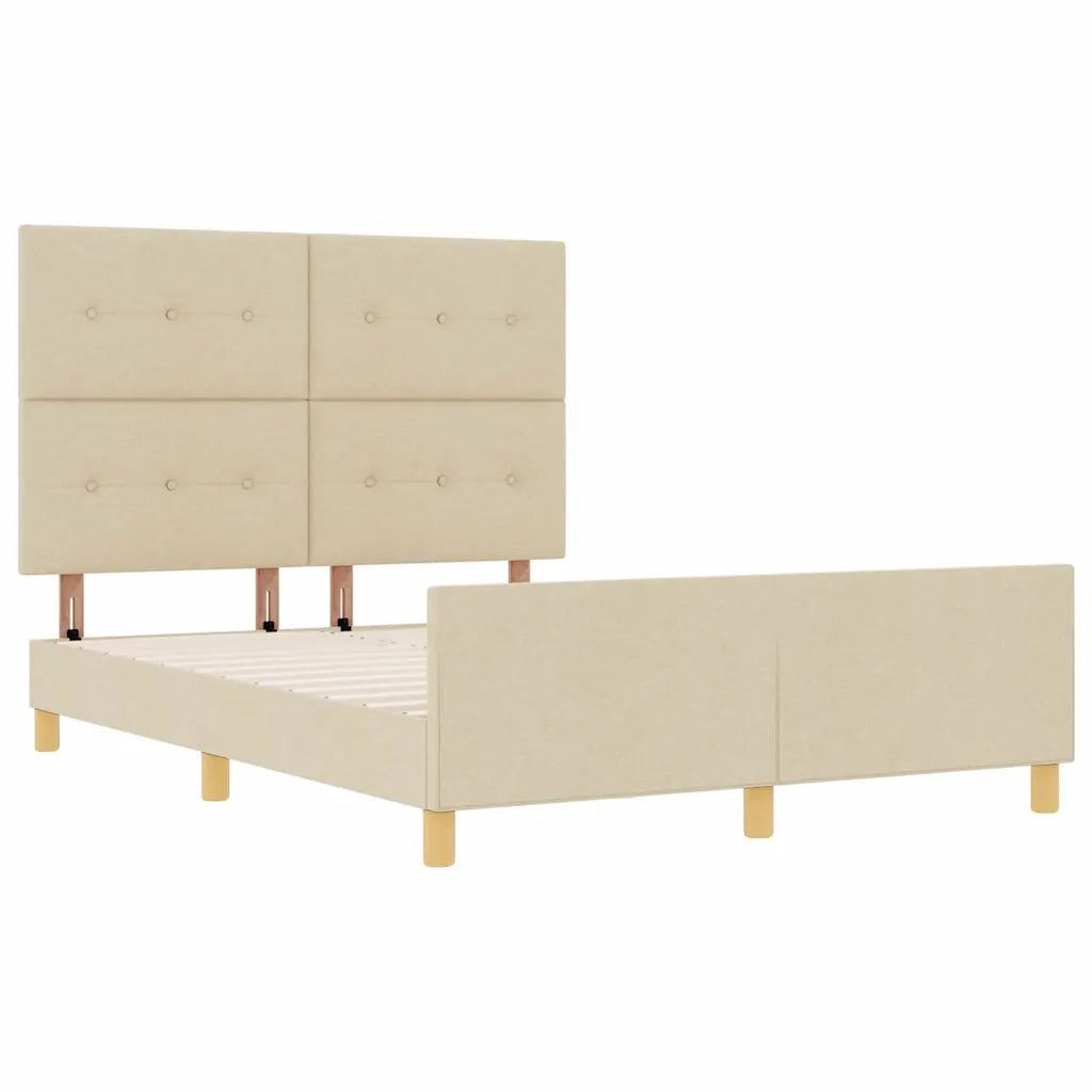 Struttura del letto con testiera Crema 140 x 190 cm Tessuto 3344730