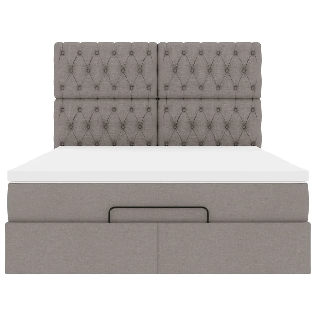 Struttura Letto Pouf con Materasso Tortora 140x190 cm Tessuto 3313241