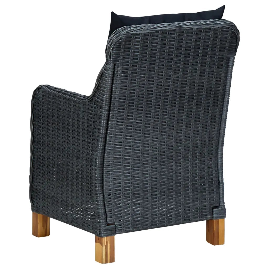 Set Pranzo da Giardino 7 pz con Cuscini Polyrattan Grigio Scuro 3060166