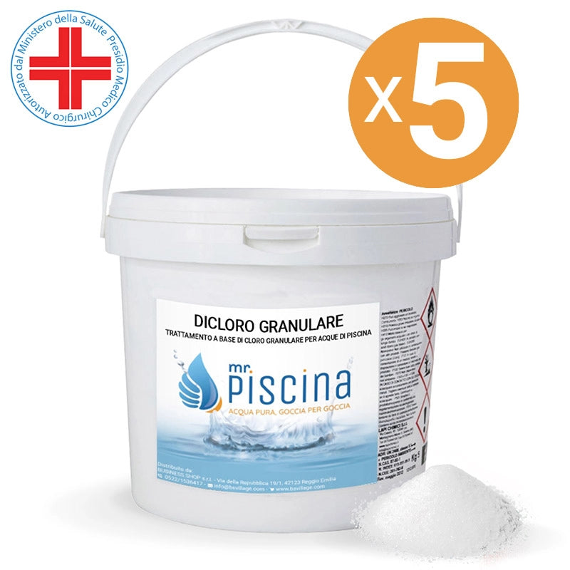 DICLORO GRANULARE trattamento per piscina, presidio medico chirurgico Quantità confezione: 5 confezioni