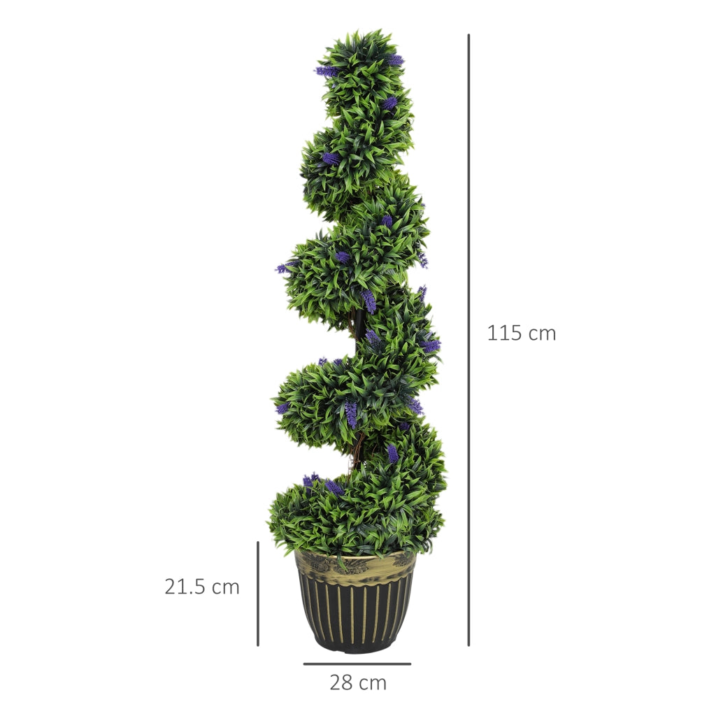Set 2 Piante Finte Bosso e Lavanda 115cm ¨C zephmum ¨C Verde Blu