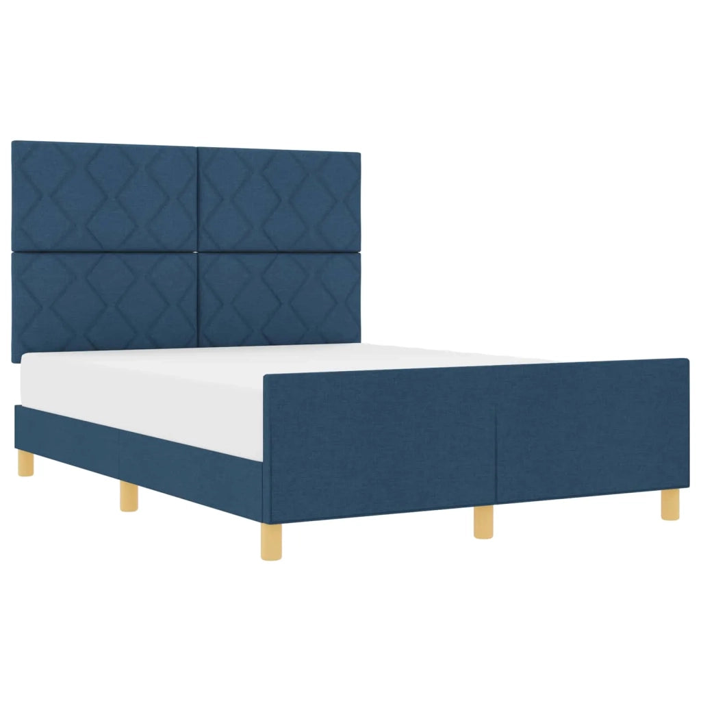 Struttura del letto con testiera Blu 160 x 200 cm Tessuto