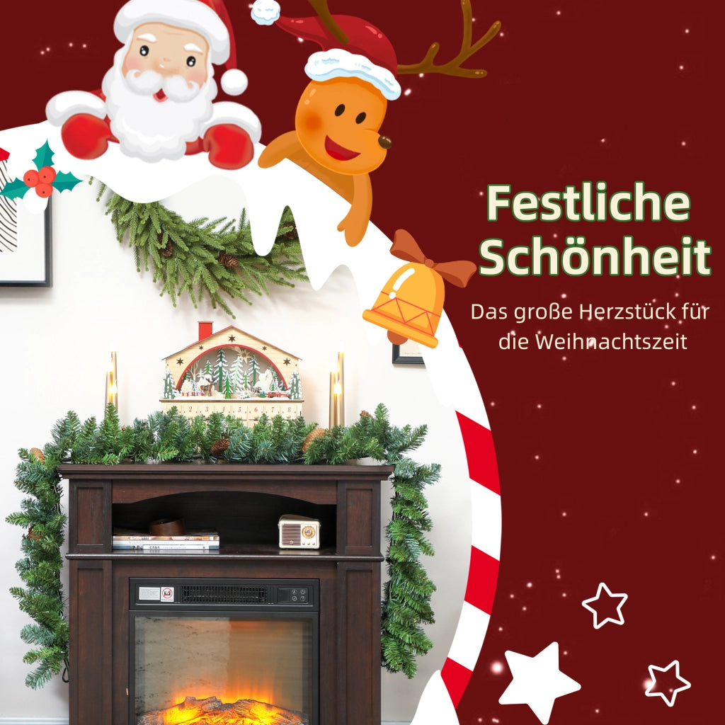 Ghirlanda Finta di Natale Decorazione Fiori con 162 Punte 8 Pigne Verde ¨C Minimal ¨C 1.8 m