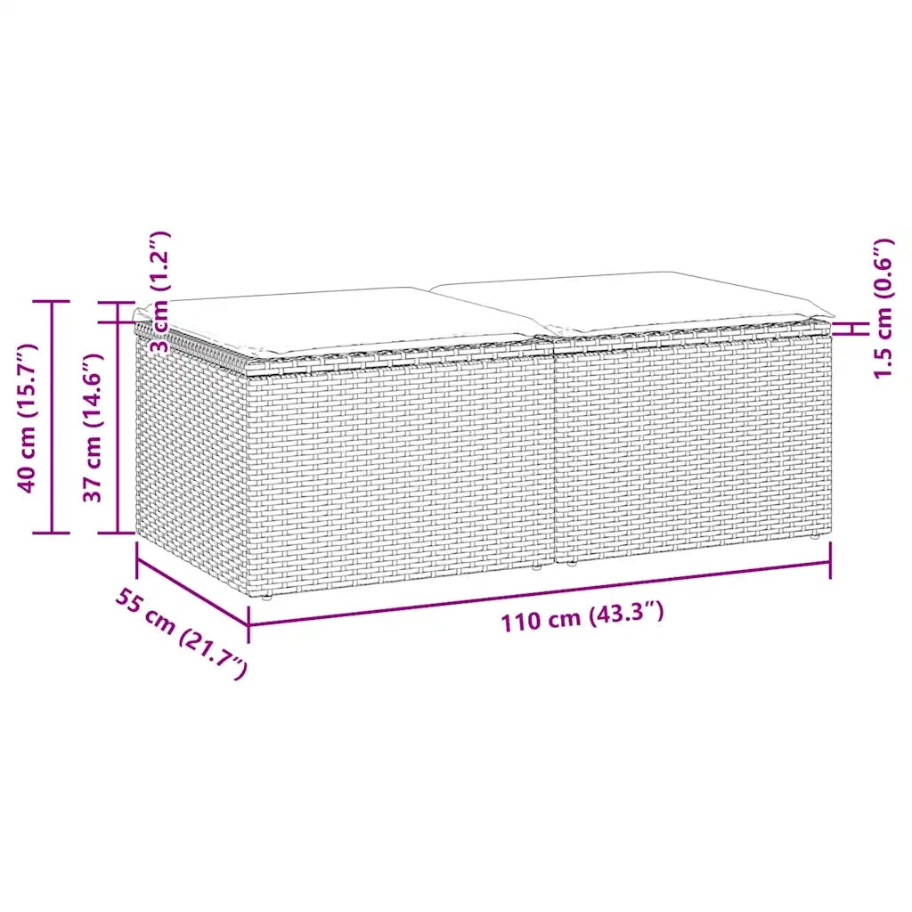 Set Divano Giardino 2 pz con Cuscini Grigio Polyrattan Acacia 3328684