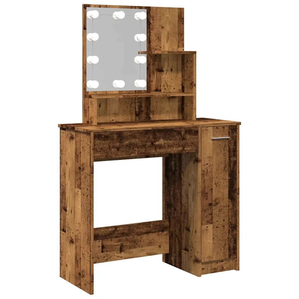 Toeletta con LED Legno Antico 86,5x35x136 cm 857023