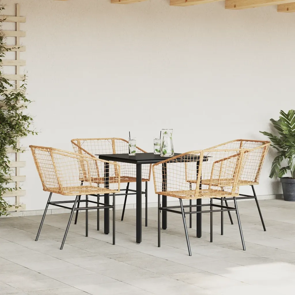 Set da Pranzo da Giardino 5pz Polyrattan Vetro 3334591